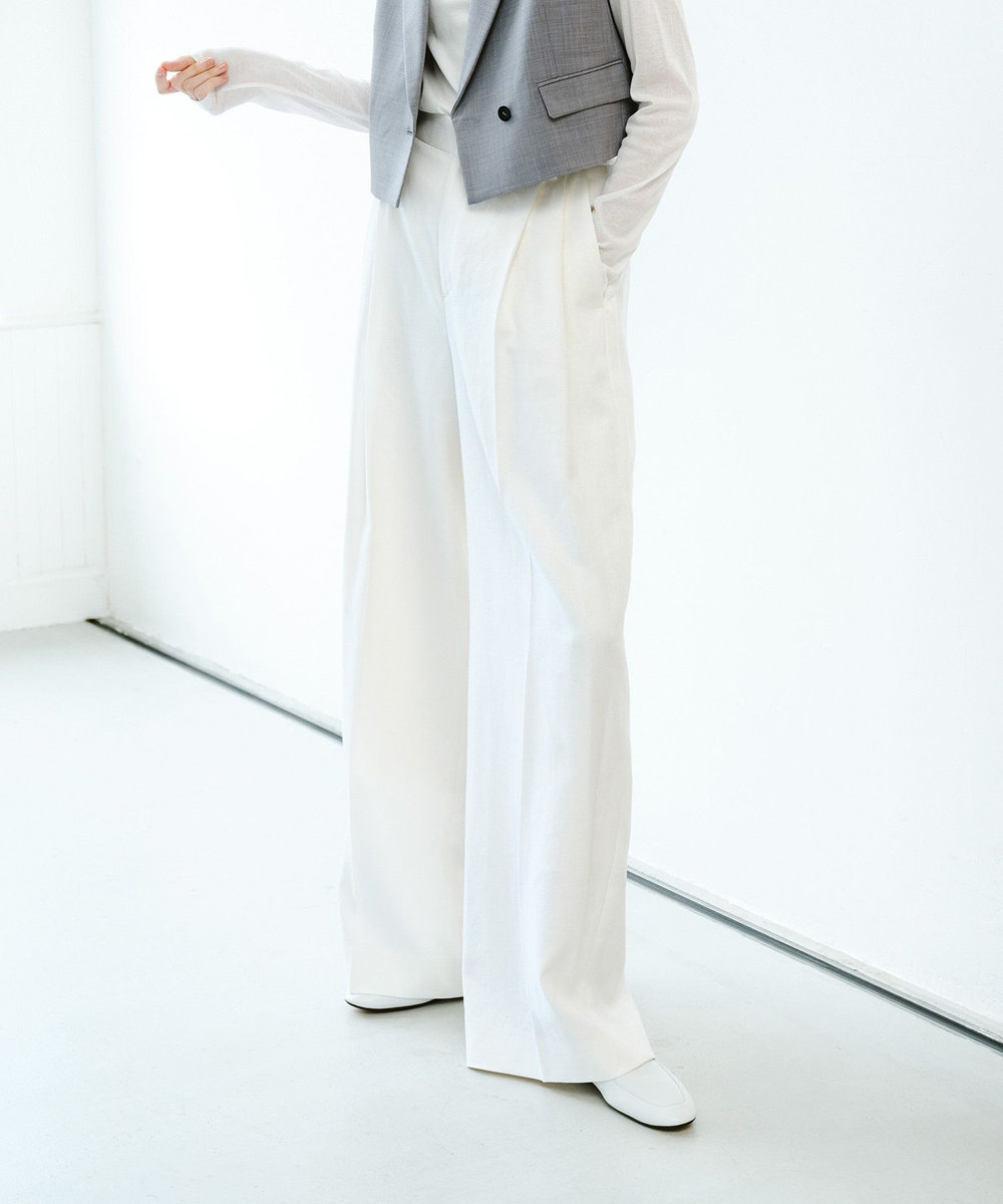 allureville リオペルリネンダブルタックパンツ オフホワイト (02)