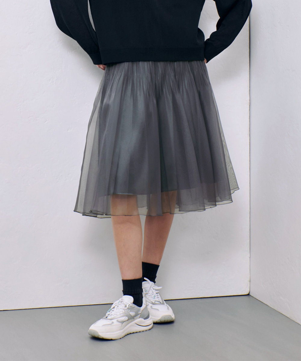 allureville シアーランダムプリーツスカート グレー (92)