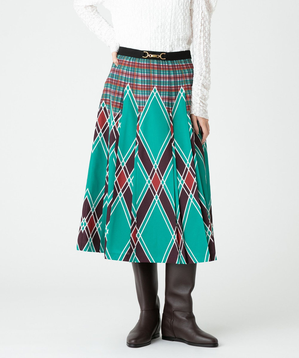 LOULOU WILLOUGHBY】アーガイルチェックプリーツスカート|allureville