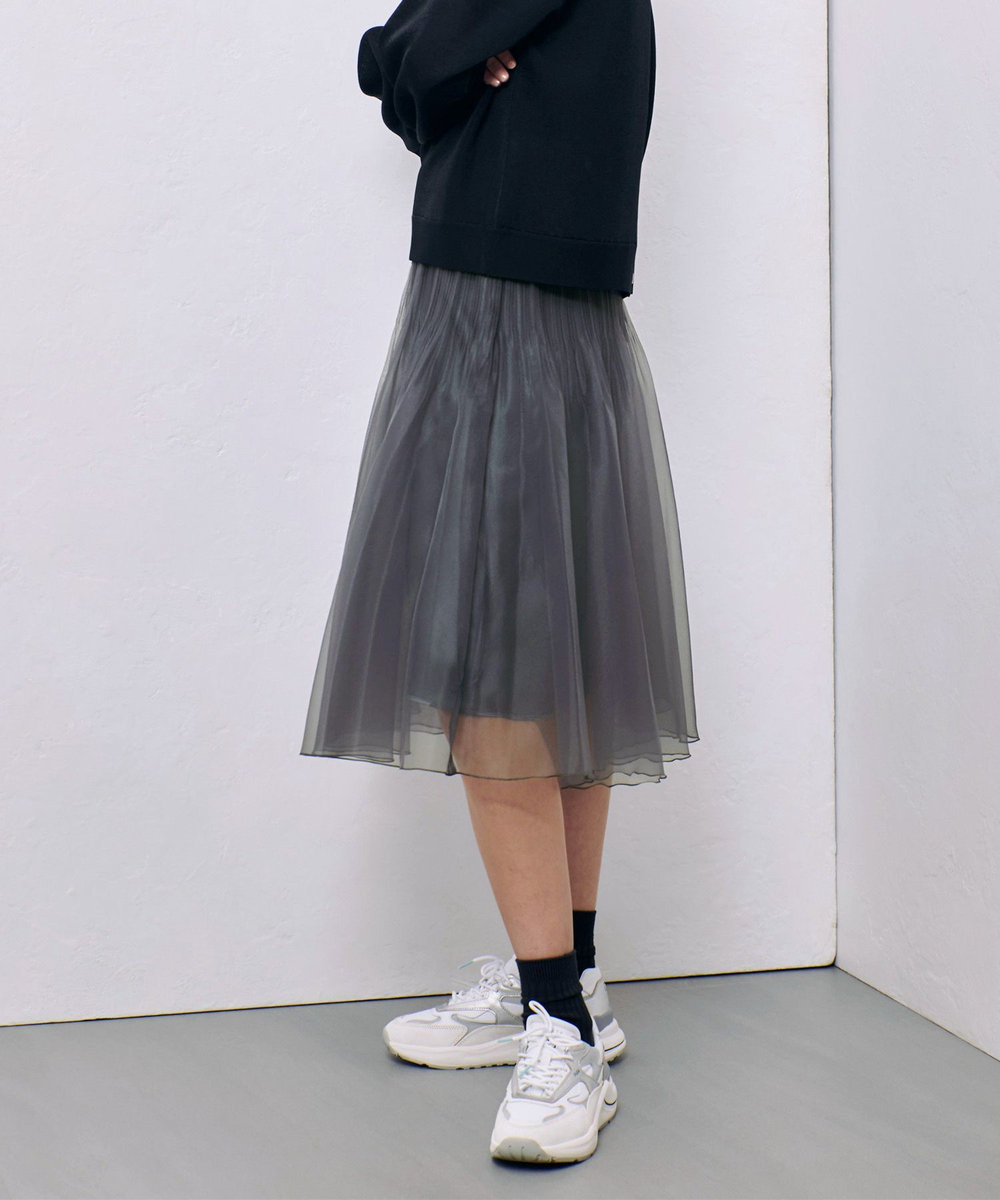 allureville シアーランダムプリーツスカート グレー (92)