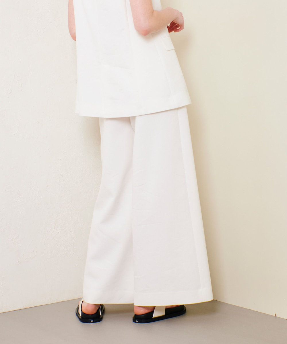 allureville リネン混ワイドパンツ ホワイト (01)