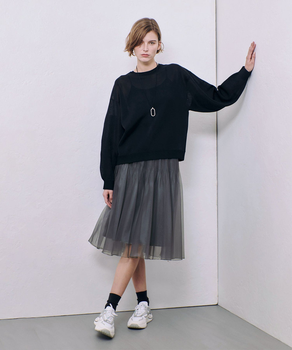 allureville シアーランダムプリーツスカート グレー (92)