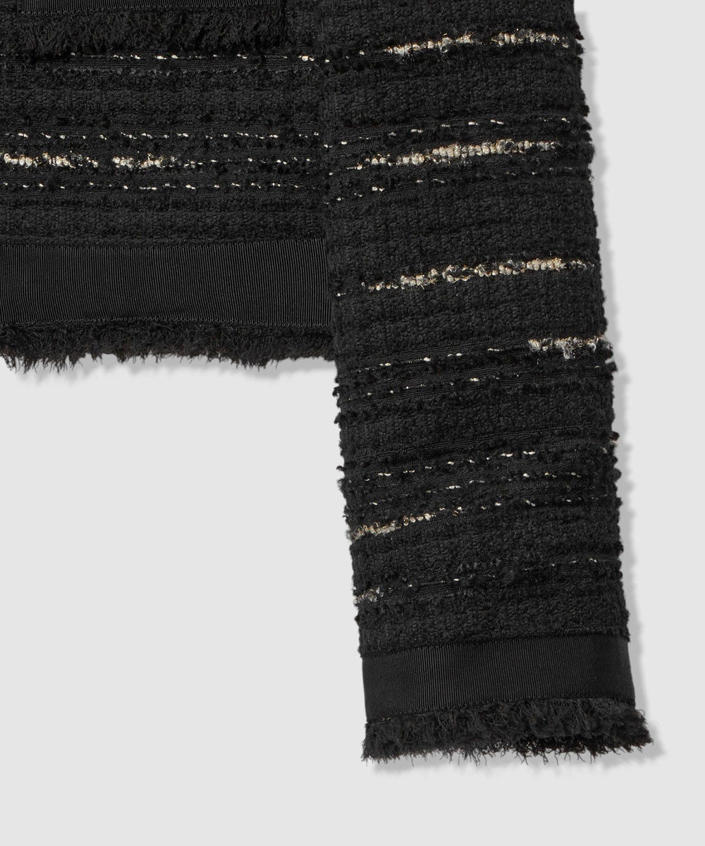 allureville ジオリカツイードラウンドネックジャケット ブラック (95)