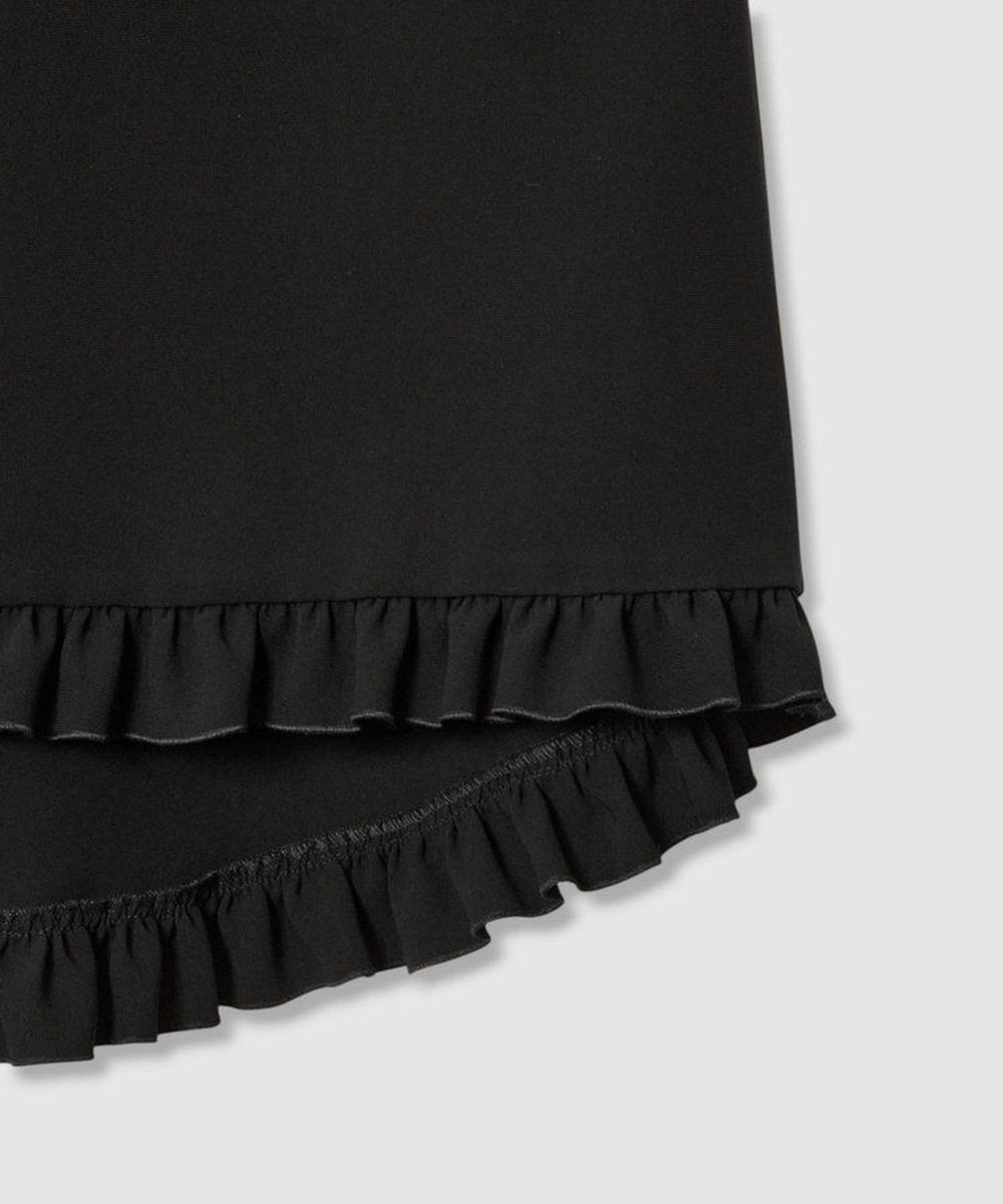 LOULOU WILLOUGHBY 【LOULOU WILLOUGHBY】パールネックレス付きフリルブラウス ブラック (95)