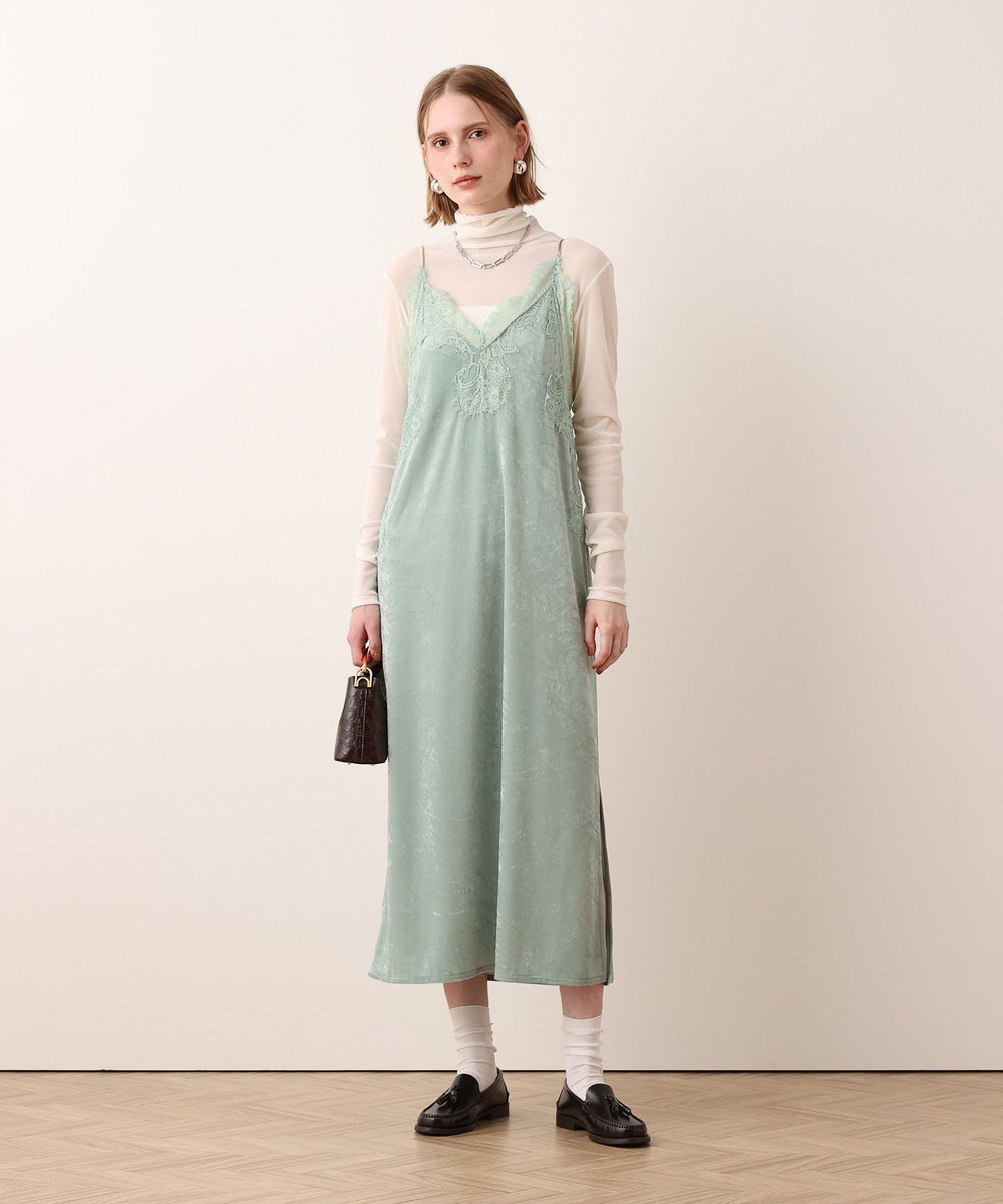 allureville ベロアレースコンビキャミワンピース ミントグリーン (73)