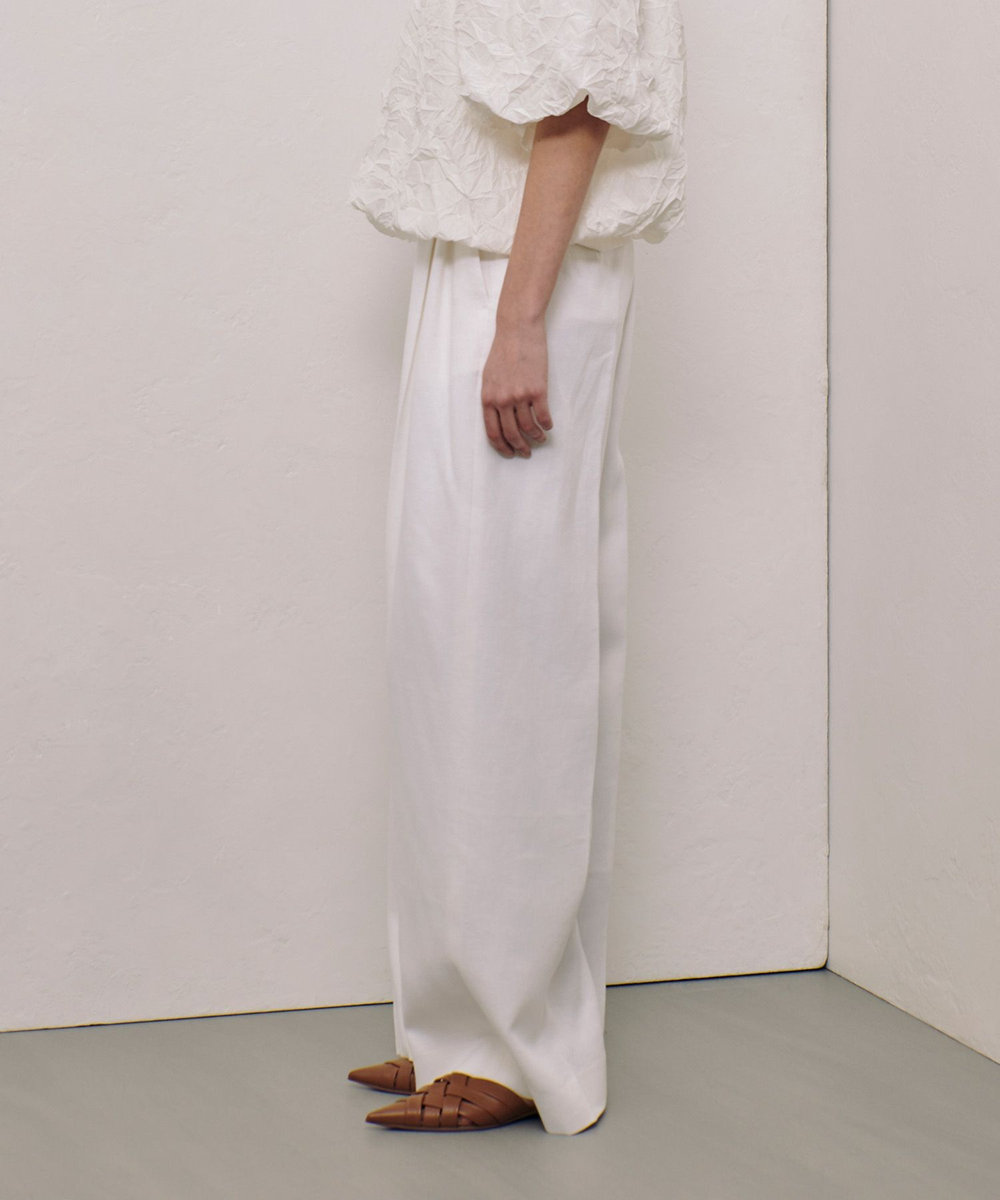 allureville リオペルリネンダブルタックパンツ オフホワイト (02)