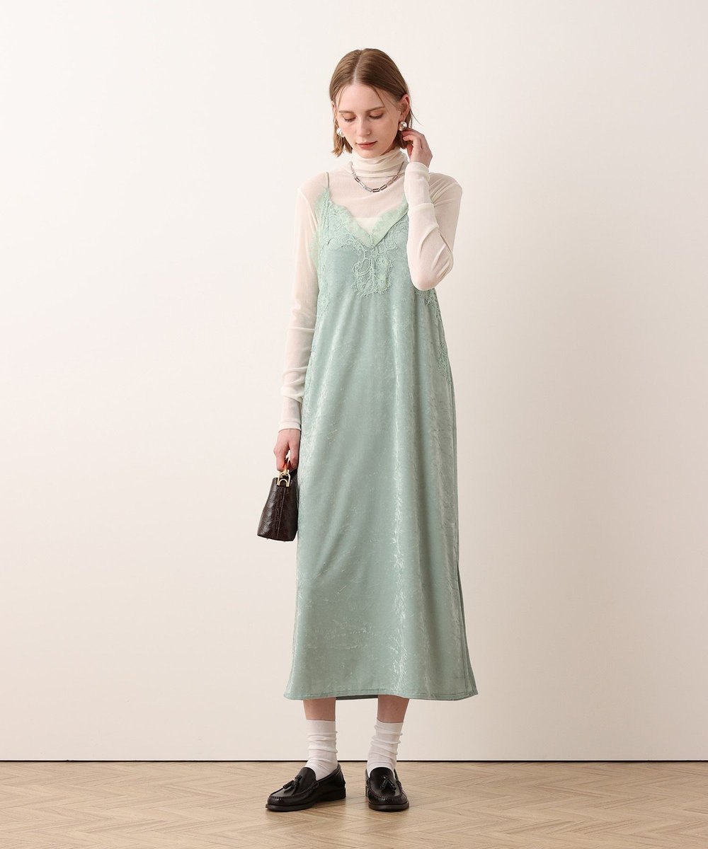 allureville ベロアレースコンビキャミワンピース ミントグリーン (73)