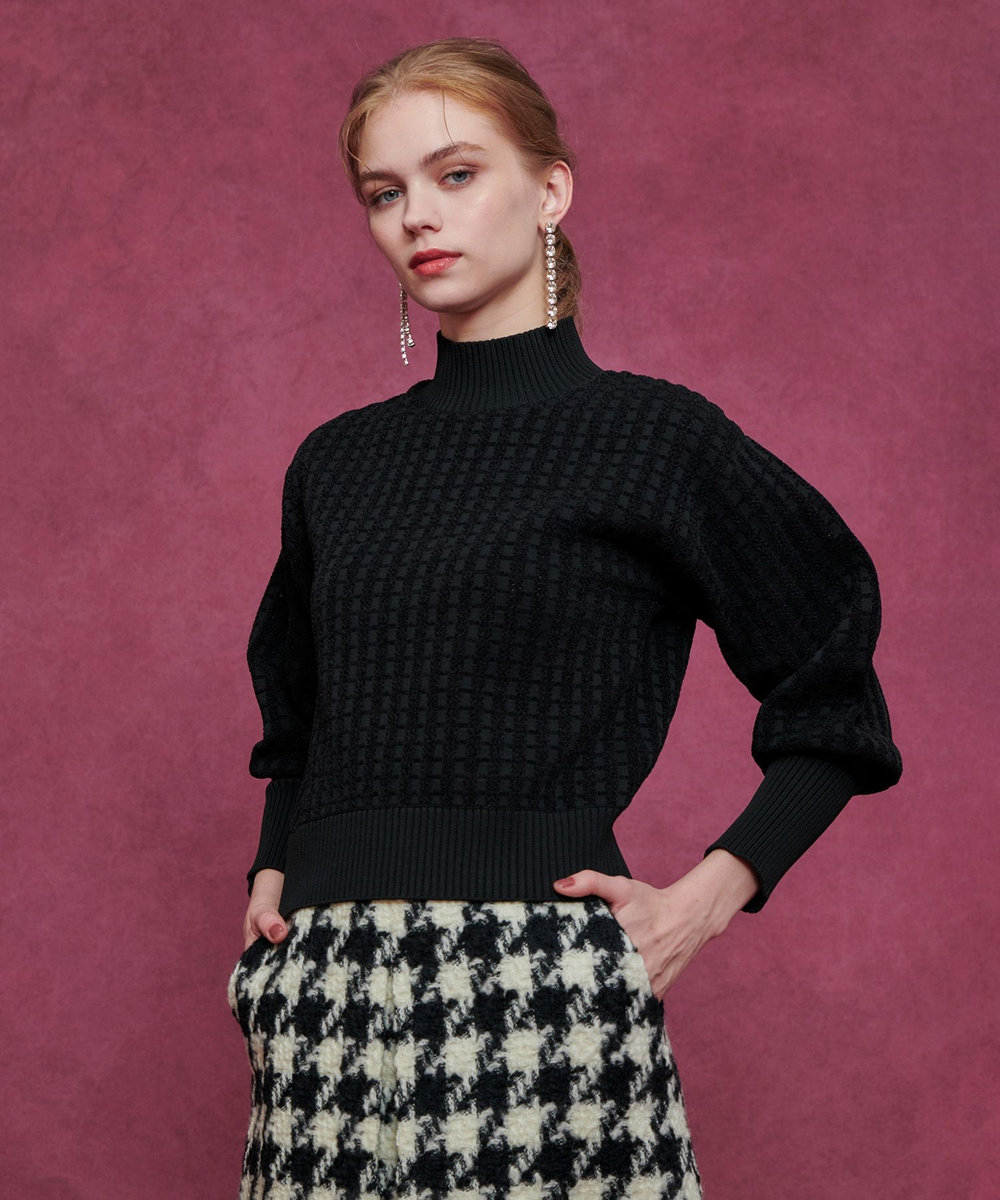 LOULOU WILLOUGHBY 【LOULOU WILLOUGHBY】ロングリブカフスモールプルオーバー ブラック (95)