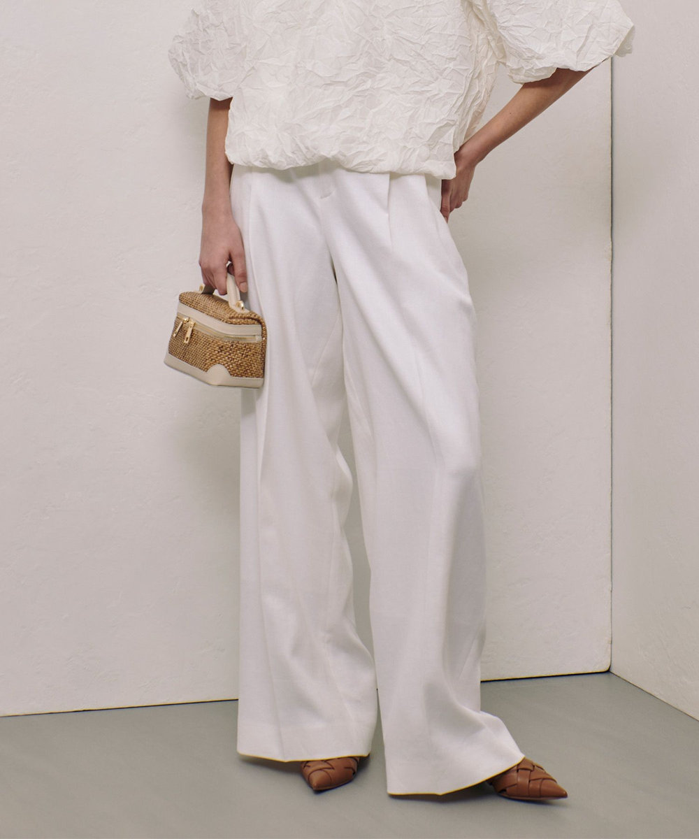 allureville リオペルリネンダブルタックパンツ オフホワイト (02)