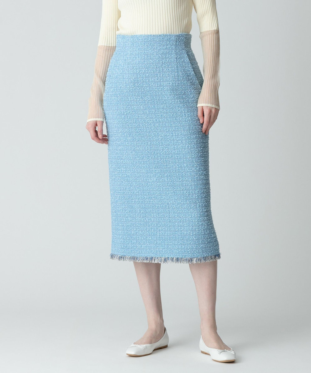 allureville 【セットアップ対応商品】ジオリカラメツイードハイウエストタイトスカート サックス (63)