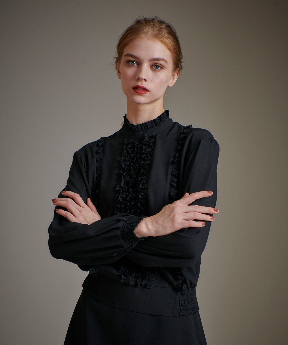 LOULOU WILLOUGHBY】スタンドフリルシャーリングブラウス|allureville