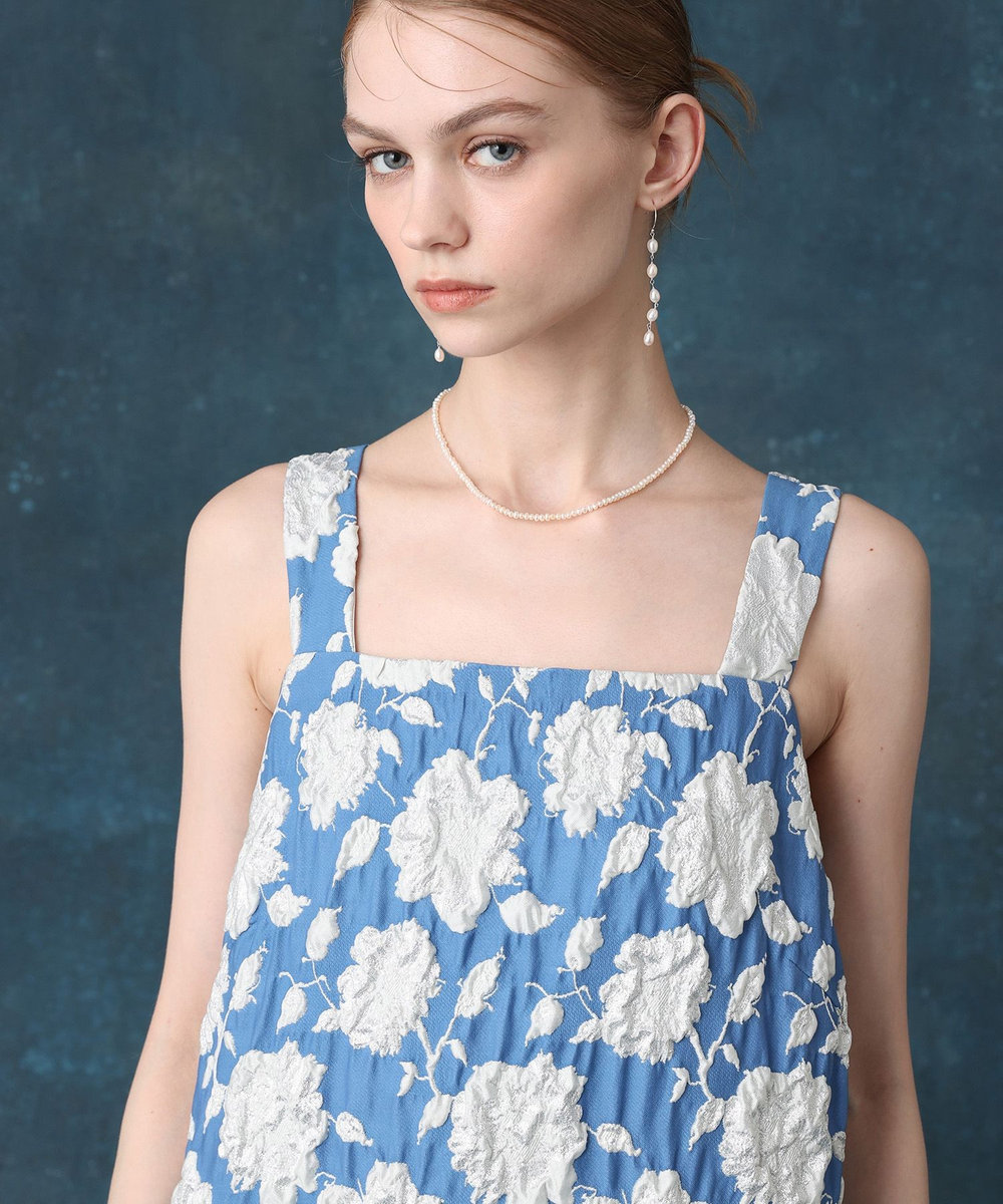 LOULOU WILLOUGHBY BHARAT シルバーラメジャガードワンピース ブルー系 (68)