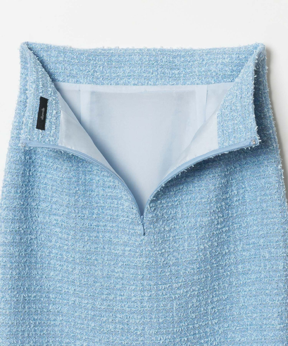 allureville 【セットアップ対応商品】ジオリカラメツイードハイウエストタイトスカート サックス (63)