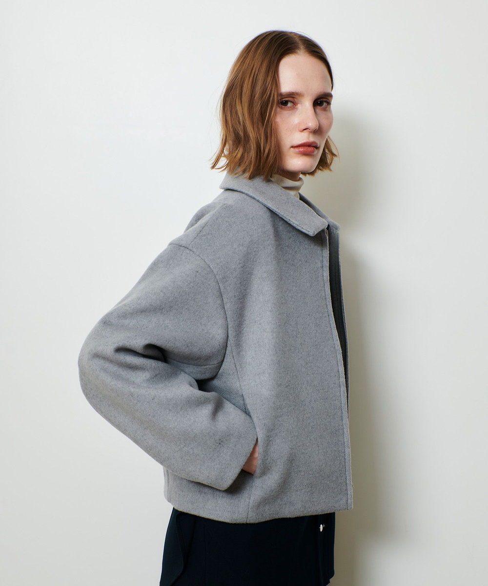 allureville ジーロンラムステンカラーブルゾン ライトグレー (91)