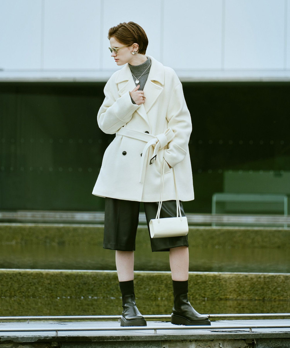 allureville パイルメルトンデザインＰコート オフホワイト (02)