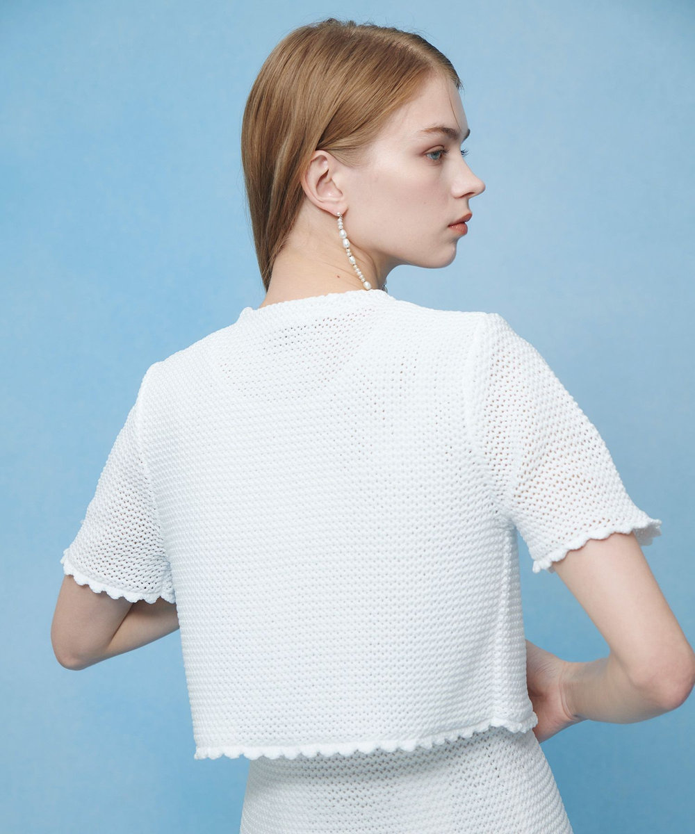 LOULOU WILLOUGHBY 【LOULOU WILLOUGHBY】メッシュクロッシェボレロカーディガン オフホワイト (02)