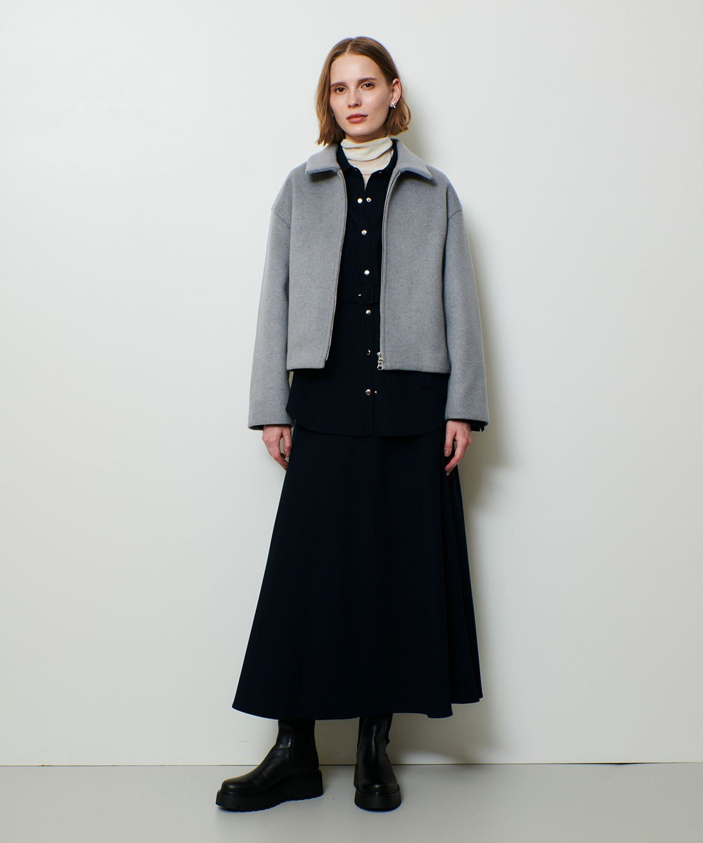 allureville ジーロンラムステンカラーブルゾン ライトグレー (91)