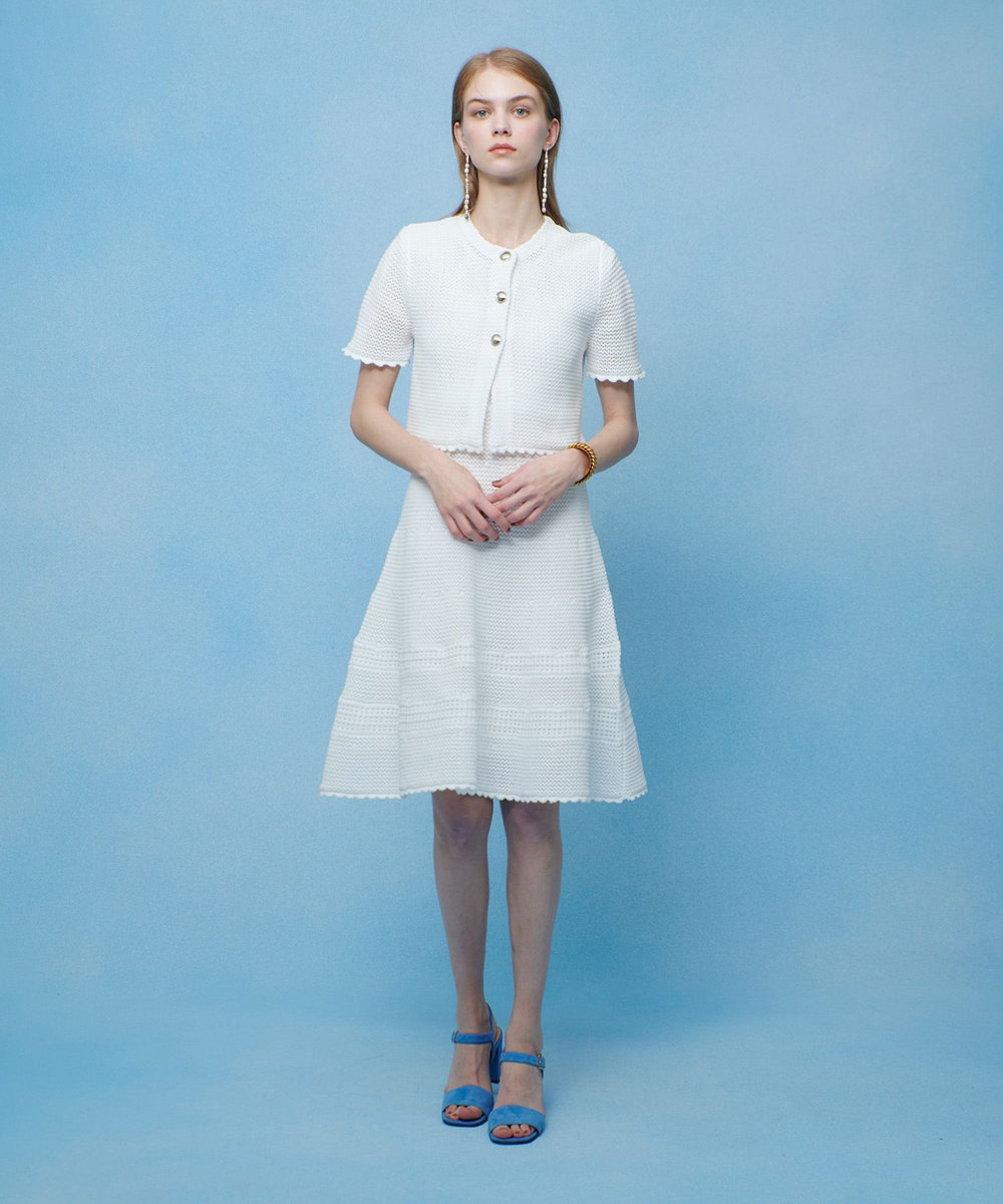 LOULOU WILLOUGHBY 【LOULOU WILLOUGHBY】メッシュクロッシェボレロカーディガン オフホワイト (02)