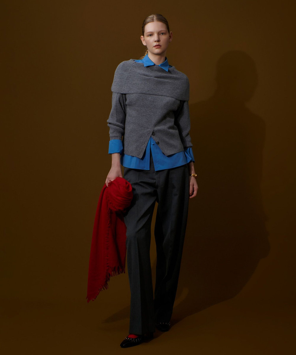 allureville ドライウールカーブライントラウザー グレー (92)