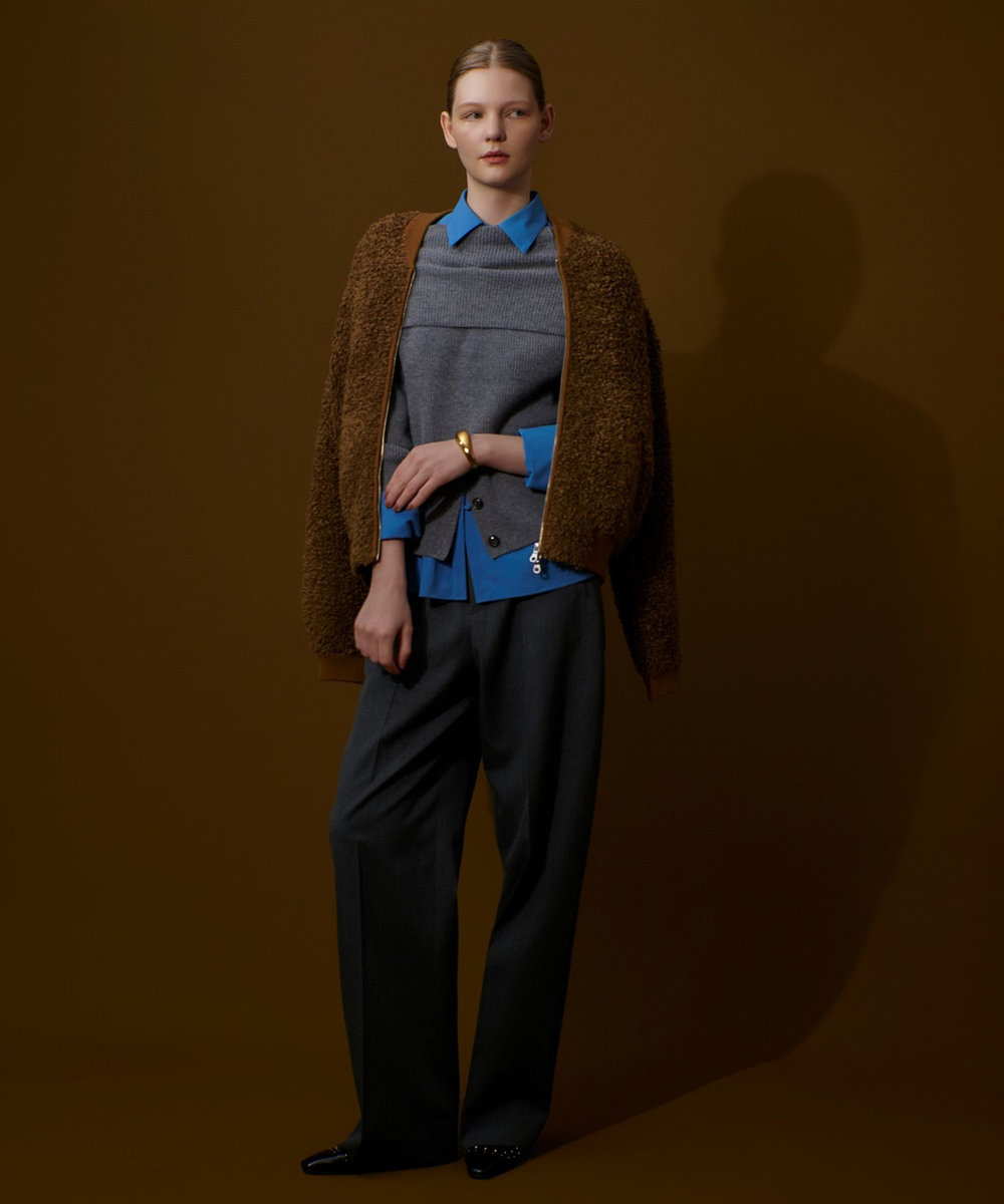 allureville ドライウールカーブライントラウザー グレー (92)