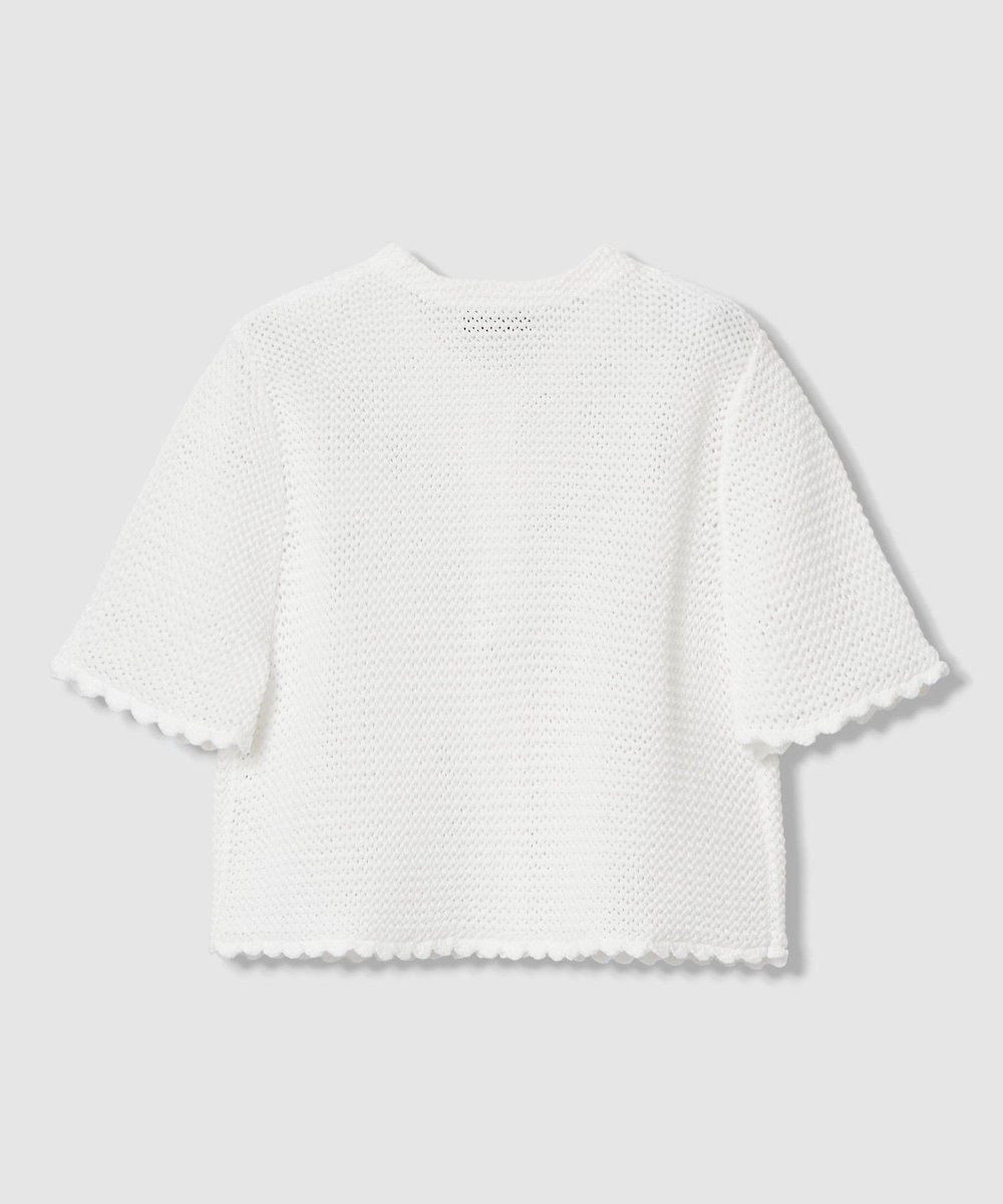 LOULOU WILLOUGHBY 【LOULOU WILLOUGHBY】メッシュクロッシェボレロカーディガン オフホワイト (02)