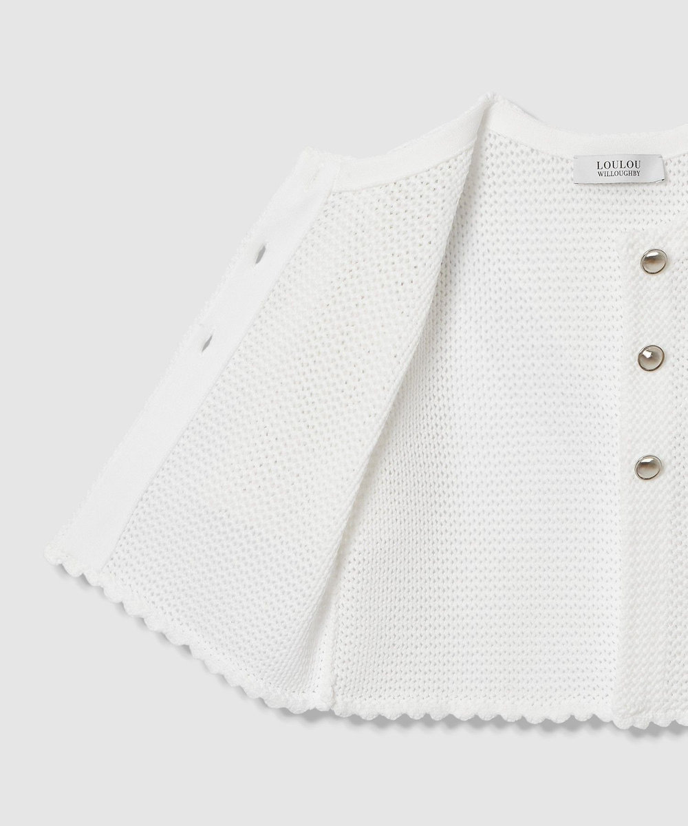 LOULOU WILLOUGHBY 【LOULOU WILLOUGHBY】メッシュクロッシェボレロカーディガン オフホワイト (02)