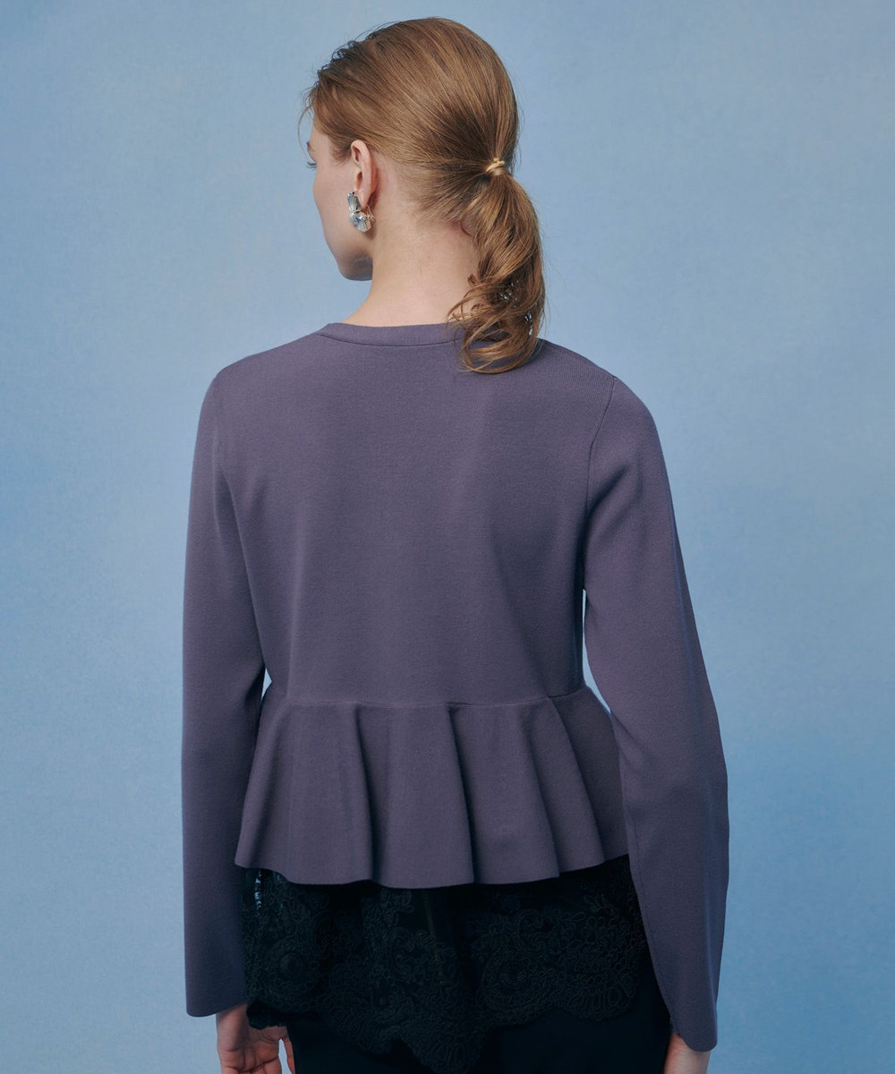 LOULOU WILLOUGHBY 【LOULOU WILLOUGHBY】レースレイヤーペプラムカーディガン グレー (92)