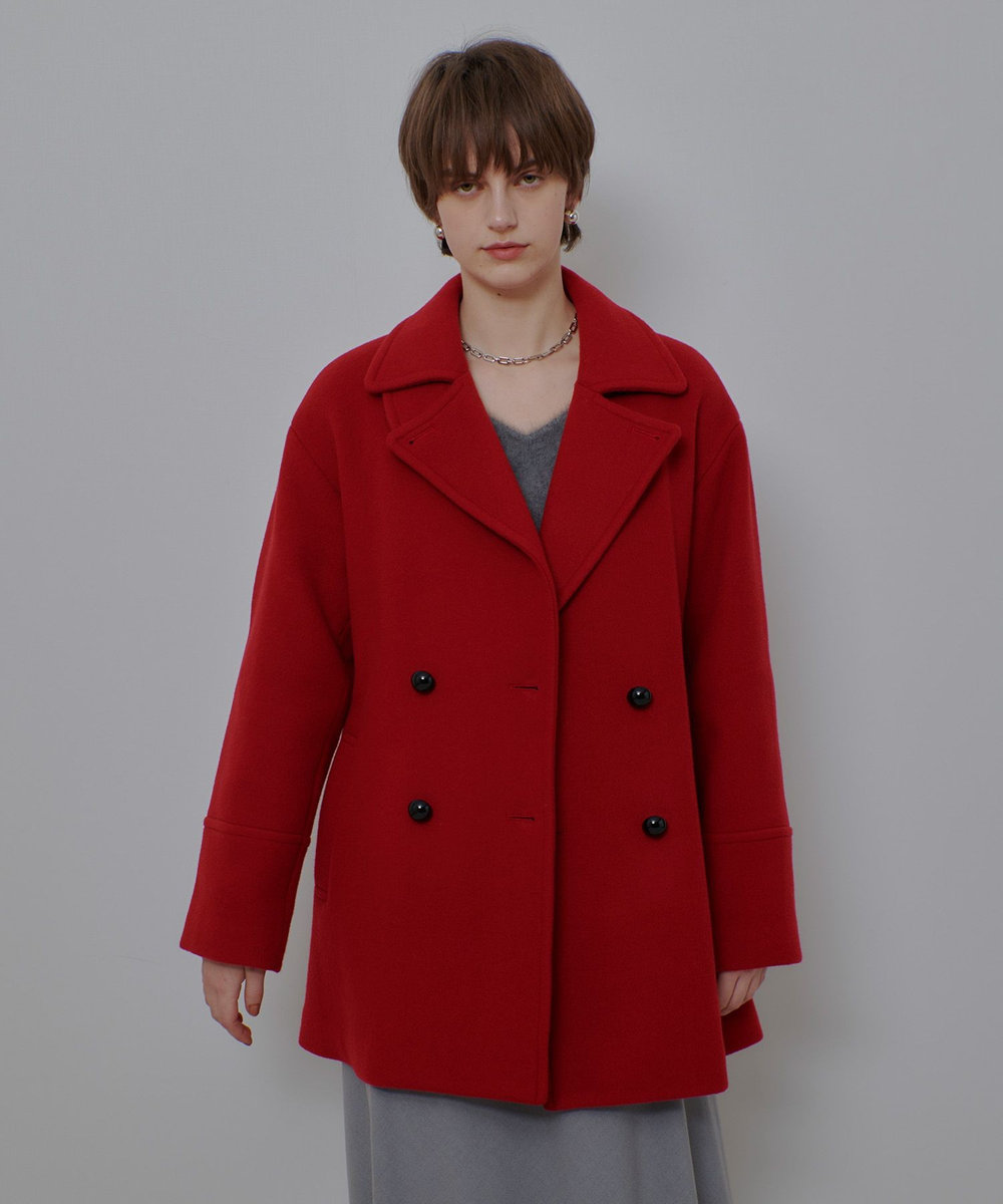 allureville パイルメルトンデザインＰコート ボルドー (44)