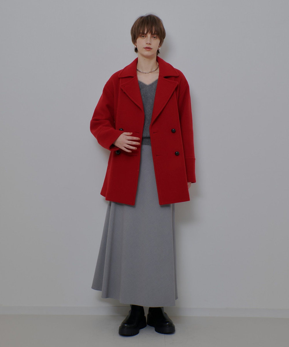 allureville パイルメルトンデザインＰコート ボルドー (44)