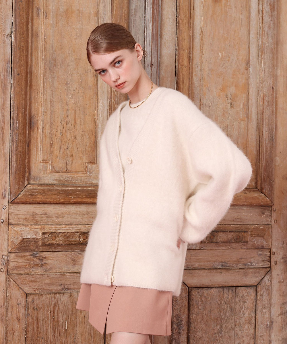 LOULOU WILLOUGHBY スフレニットカーディガン ホワイト (01)