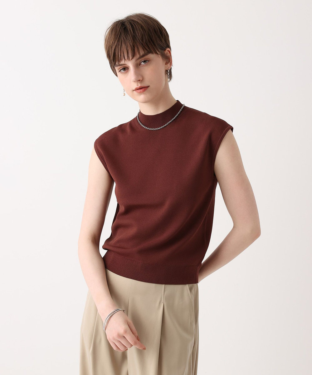 allureville ソウバリモックネックフレンチスリーブプルオーバー ブラウン (81)