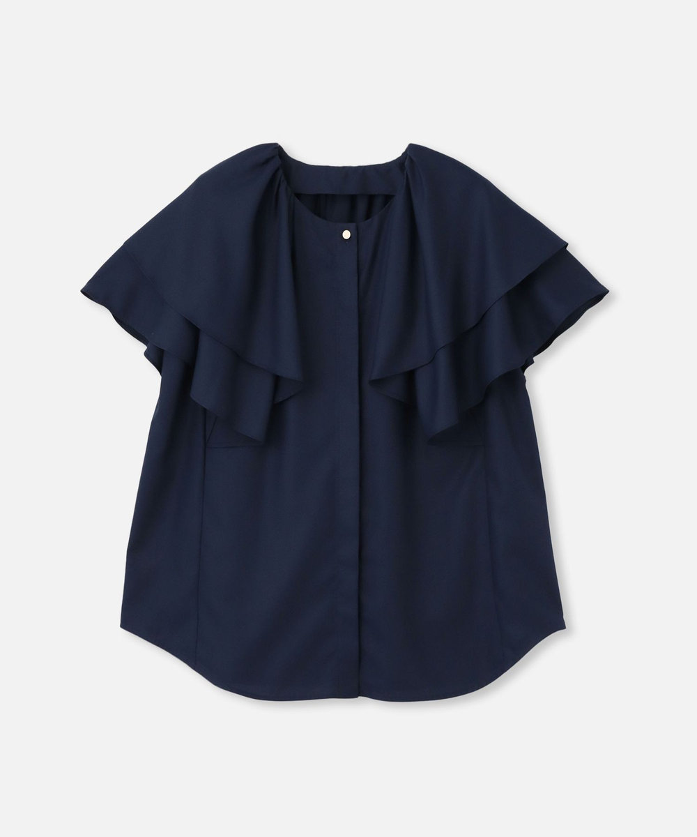 allureville レイヤーラッフルスリーブブラウス ネイビー (65)