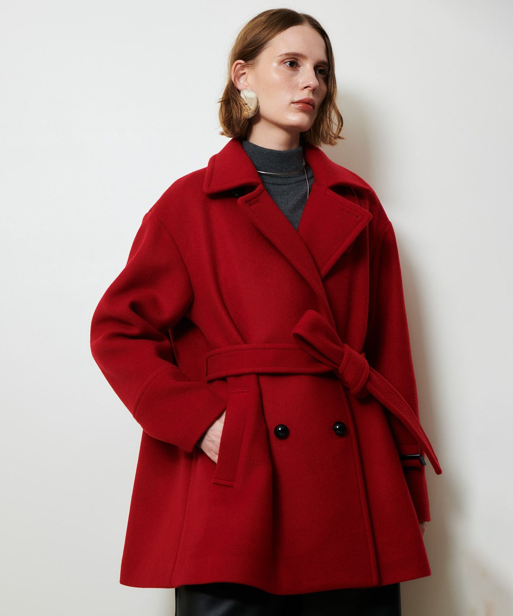 allureville パイルメルトンデザインＰコート ボルドー (44)