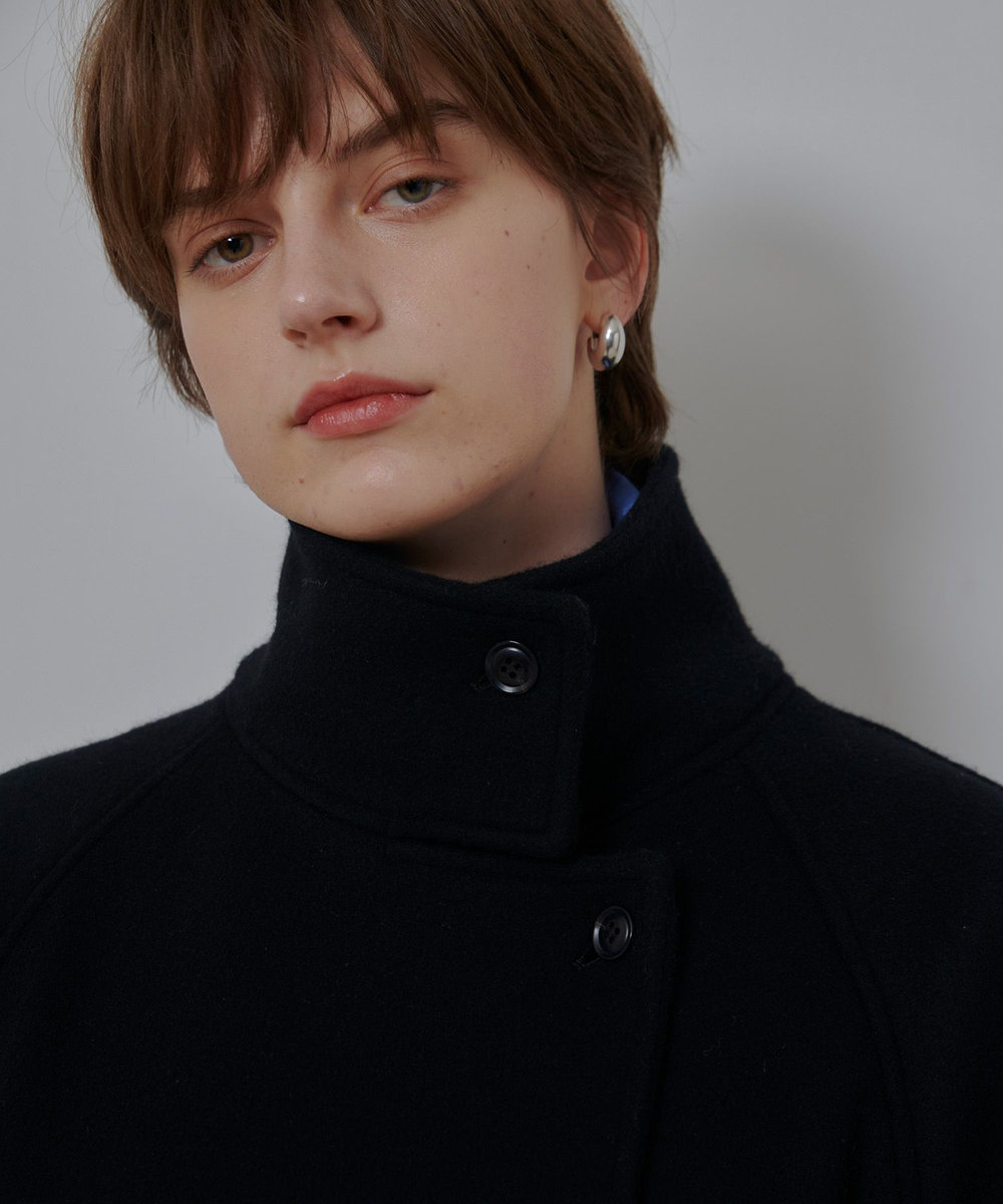 allureville ダブルビーバースタンドコート ブラック (95)