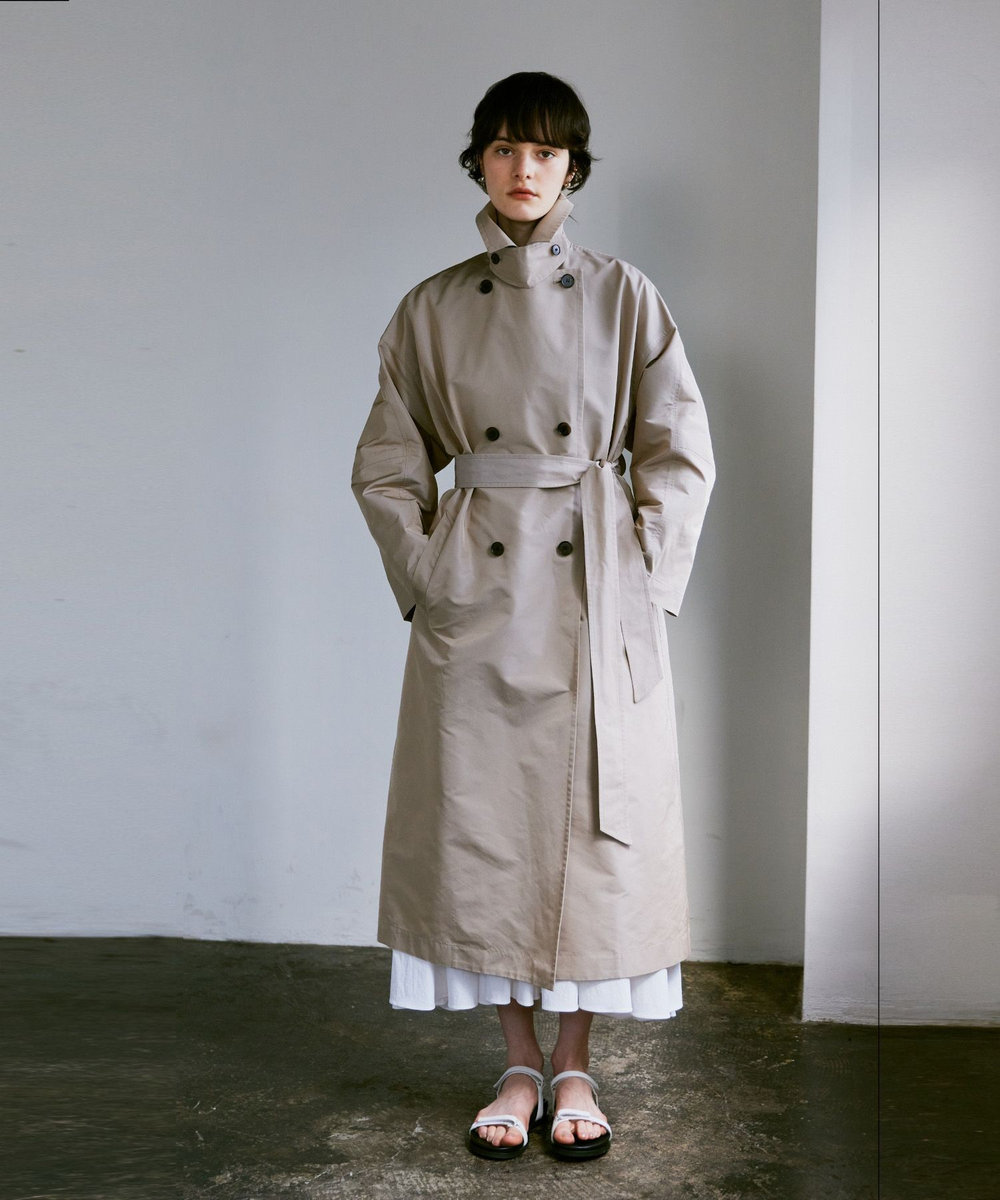 allureville マイクロタフタトレンチコート ベージュ (11)