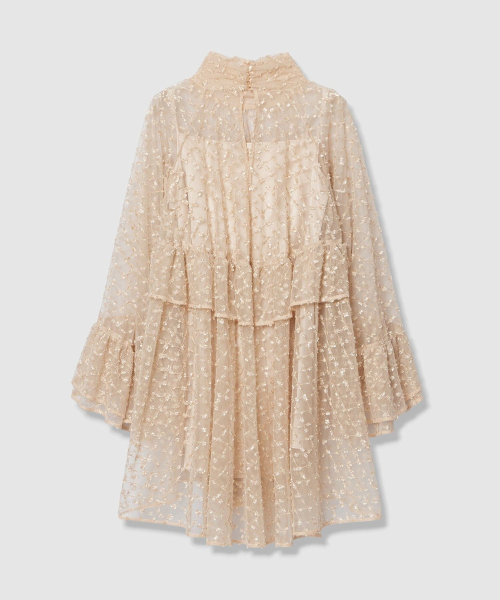 LOULOU WILLOUGHBY チュールレースラッフルミニワンピース ベージュ (11)