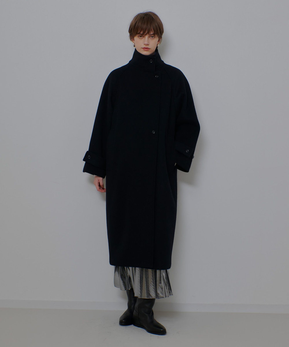 allureville ダブルビーバースタンドコート ブラック (95)