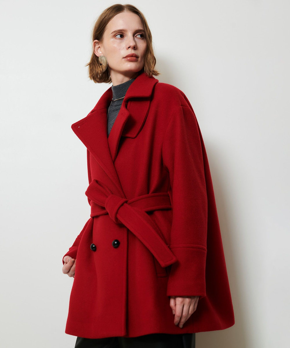 allureville パイルメルトンデザインＰコート ボルドー (44)