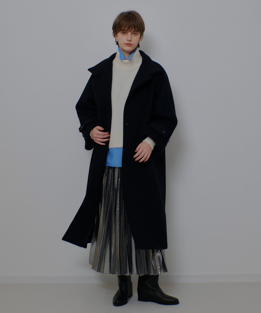 allureville ダブルビーバースタンドコート ブラック (95)