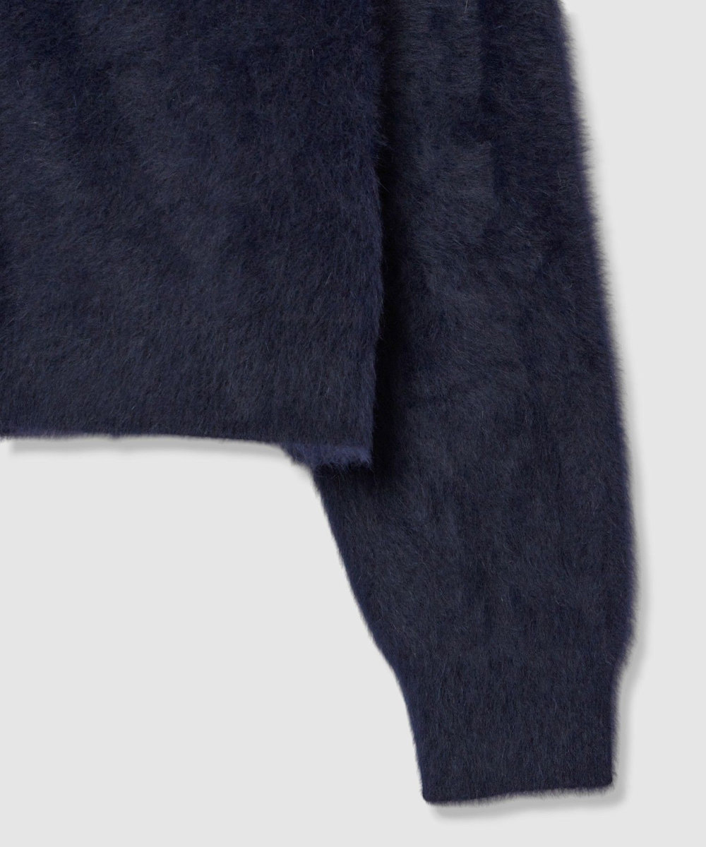 allureville カシミヤブレンドファー加工Vカーディガン ネイビー (65)