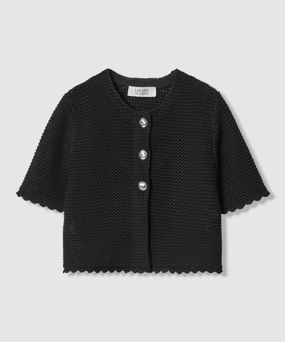 LOULOU WILLOUGHBY 【LOULOU WILLOUGHBY】メッシュクロッシェボレロカーディガン ブラック (95)
