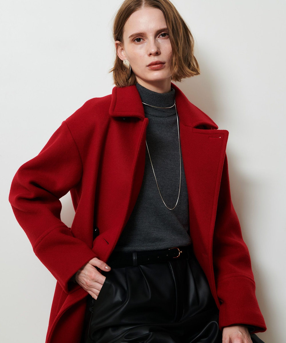 allureville パイルメルトンデザインＰコート ボルドー (44)