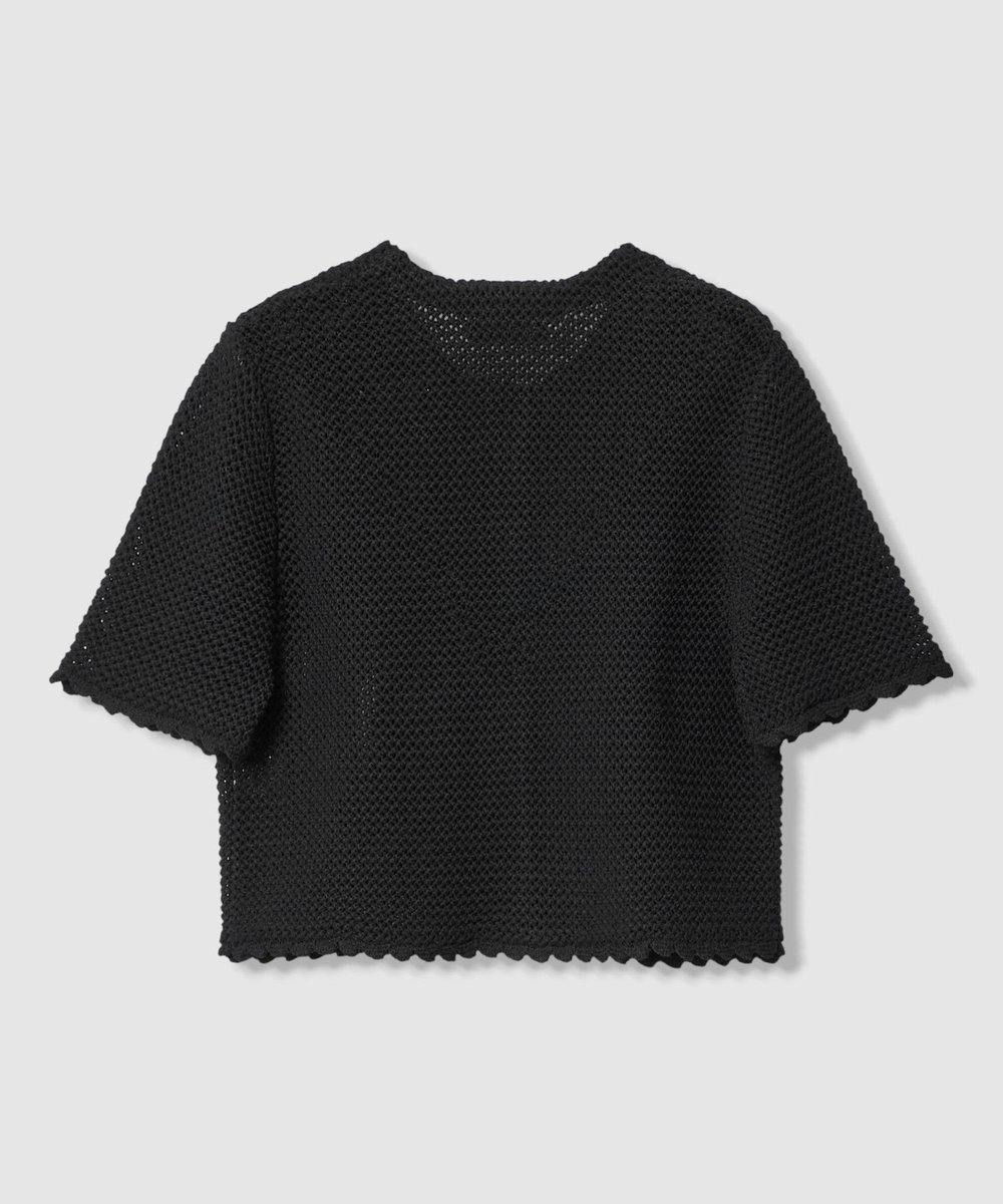 LOULOU WILLOUGHBY 【LOULOU WILLOUGHBY】メッシュクロッシェボレロカーディガン ブラック (95)