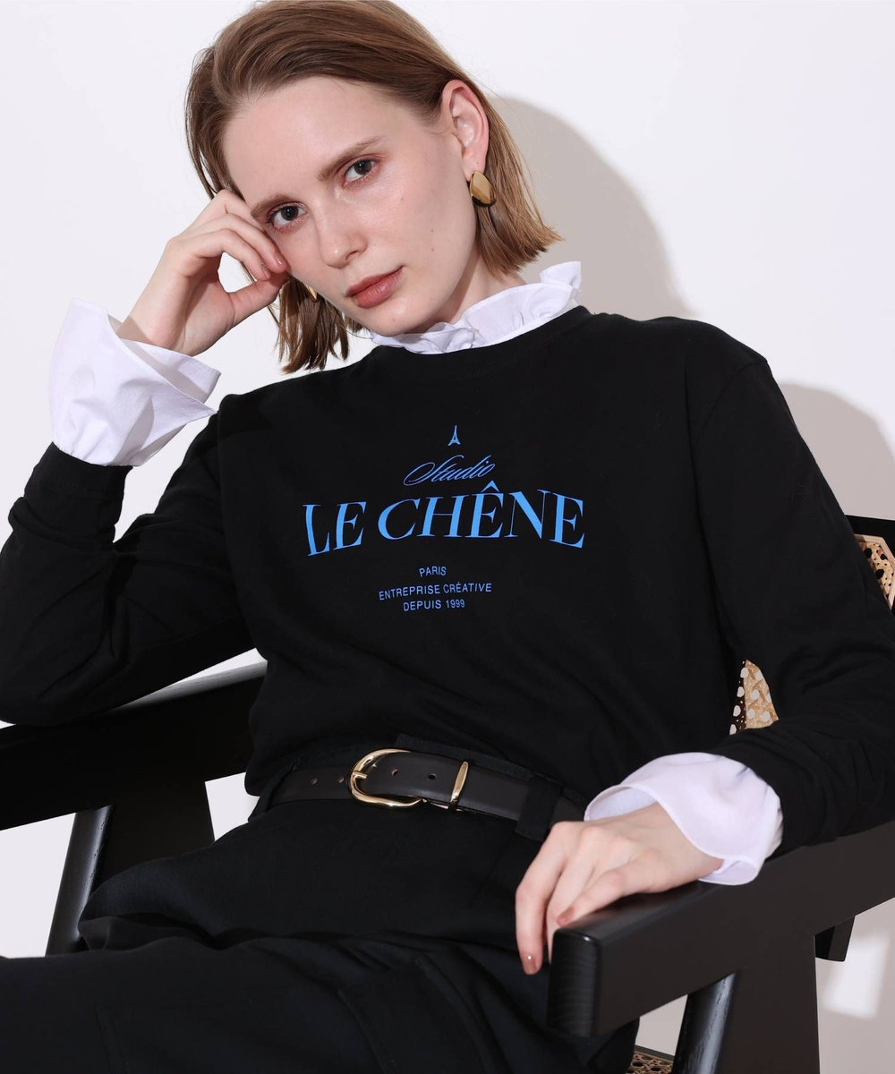 allureville ステッカーロゴロングTシャツ ブラック (95)
