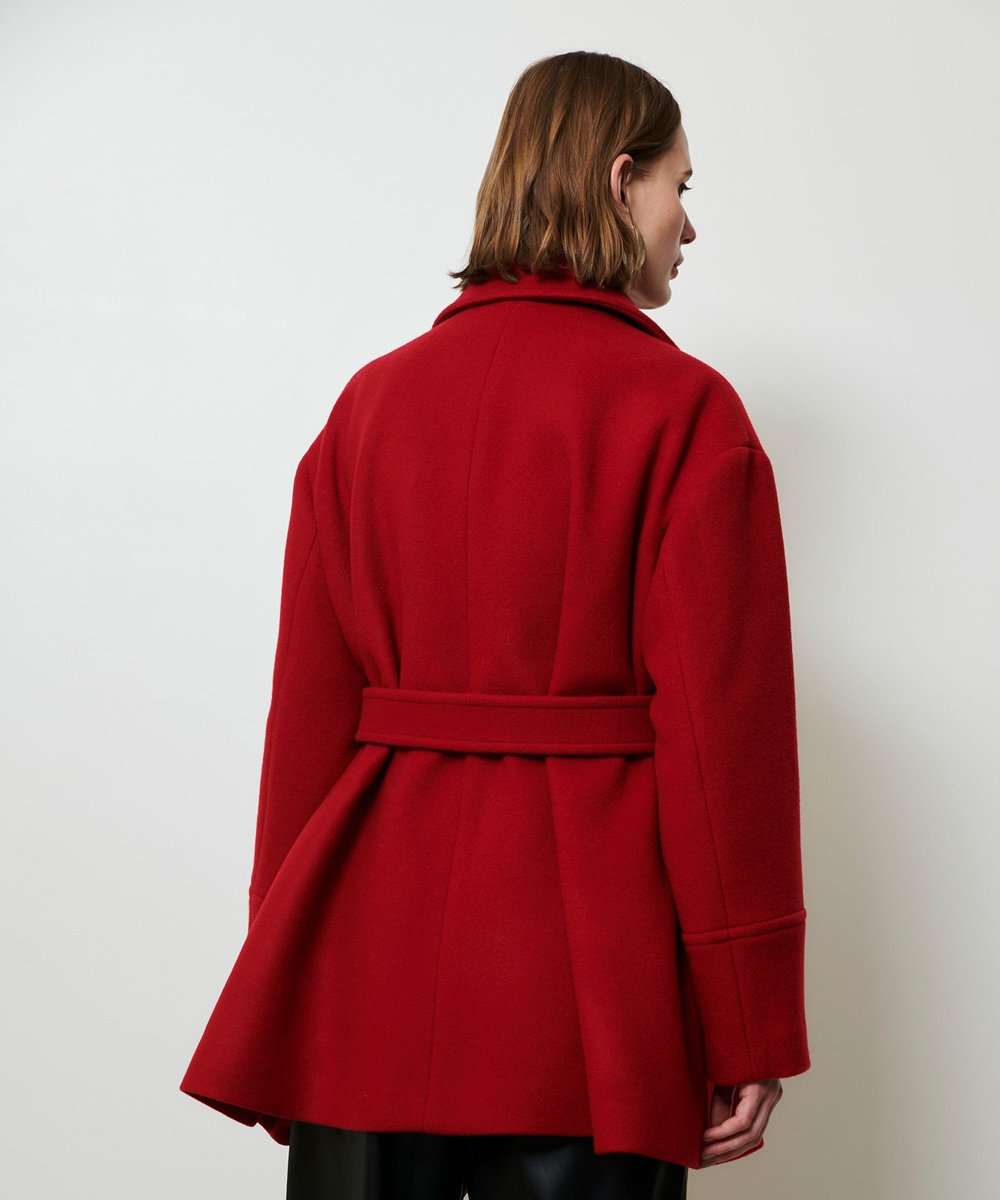 allureville パイルメルトンデザインＰコート ボルドー (44)