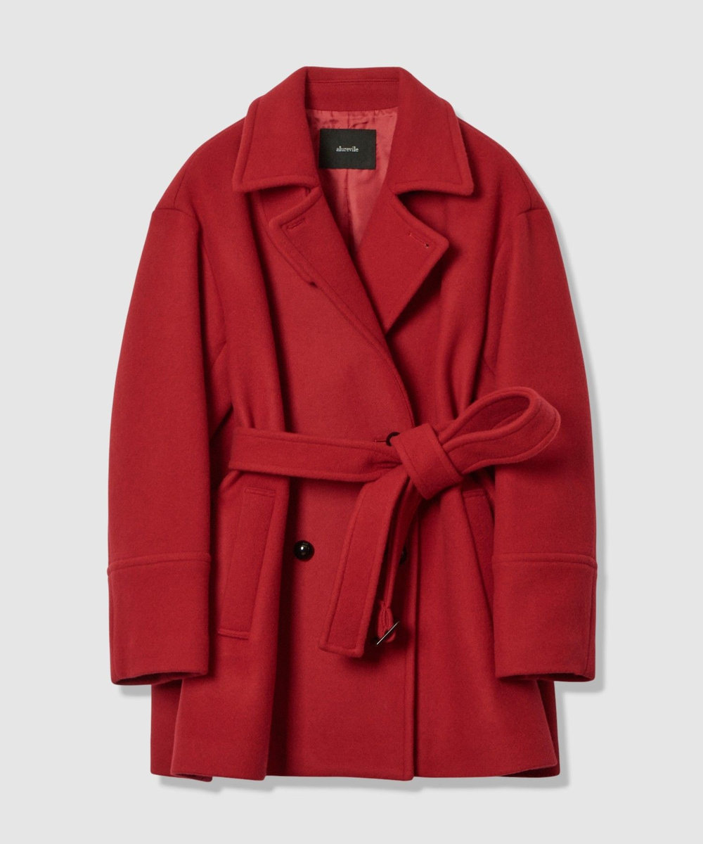 allureville パイルメルトンデザインＰコート ボルドー (44)