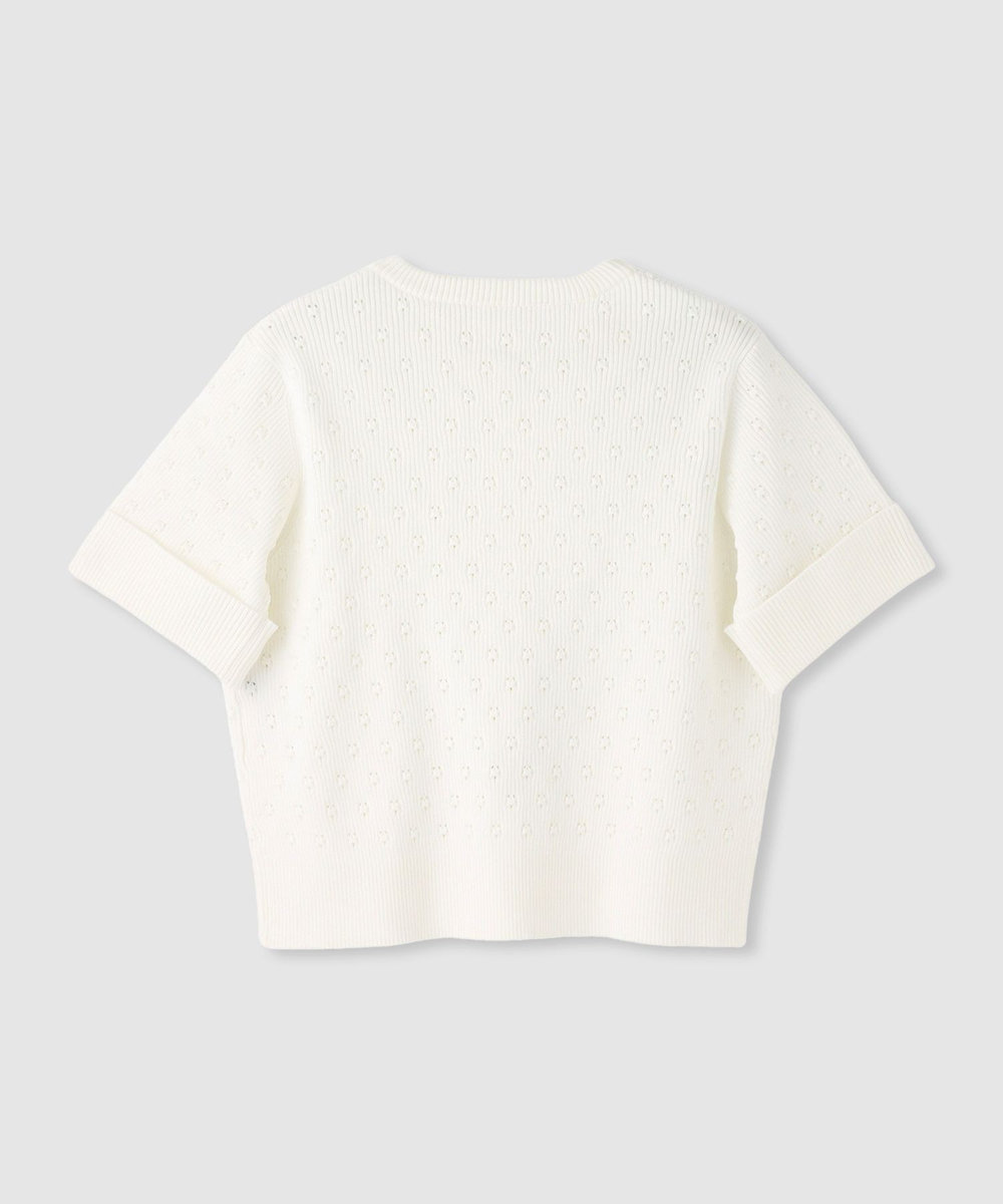 LOULOU WILLOUGHBY アイレット半袖カーディガン オフホワイト (02)