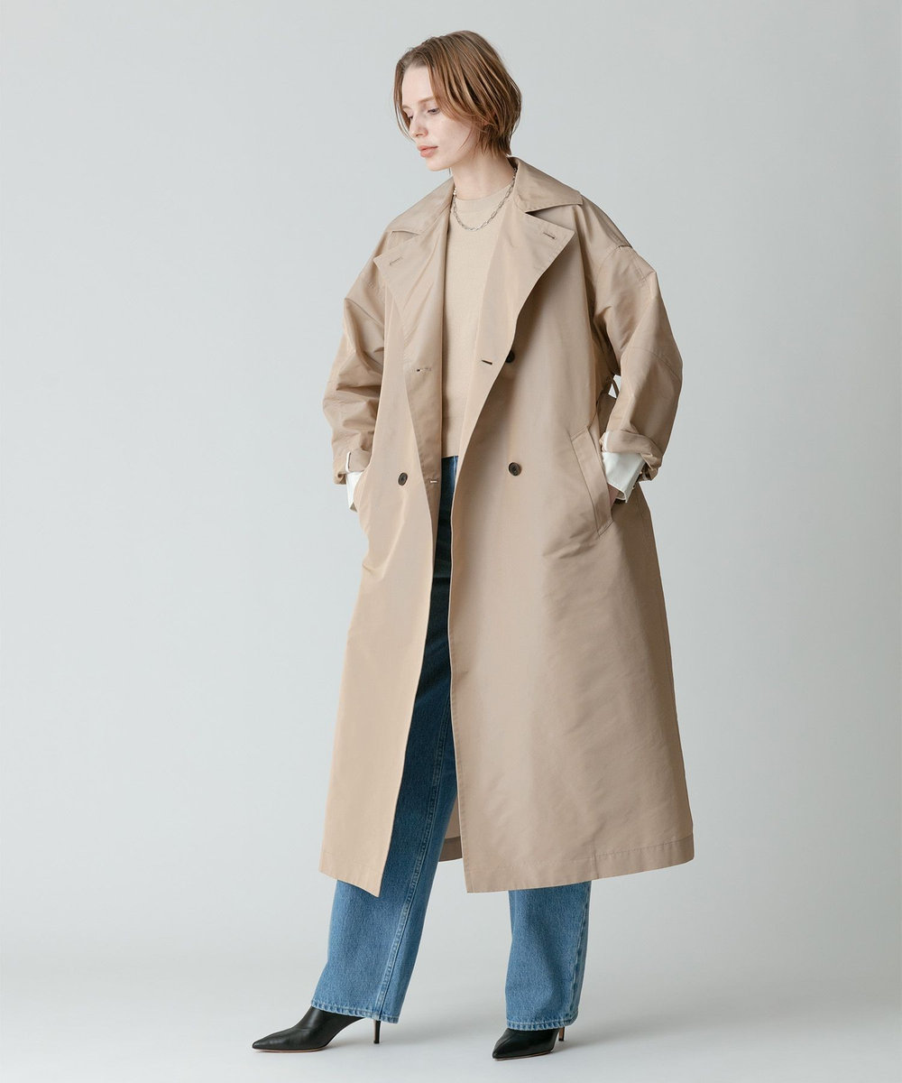 allureville マイクロタフタトレンチコート ベージュ (11)