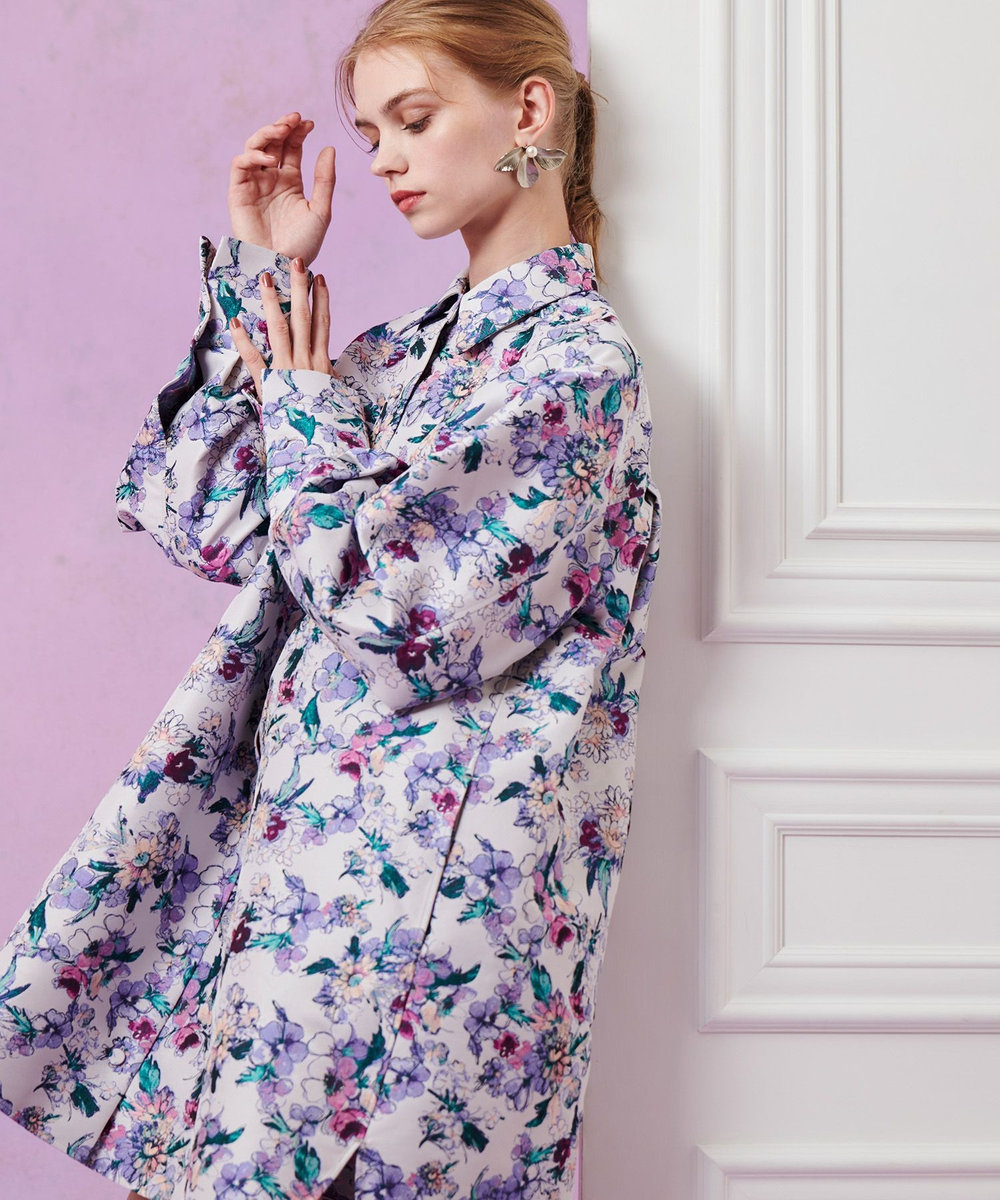 LOULOU WILLOUGHBY 【LOULOU WILLOUGHBY】LIMONTAフラワージャガードシャツワンピース ラベンダー (53)