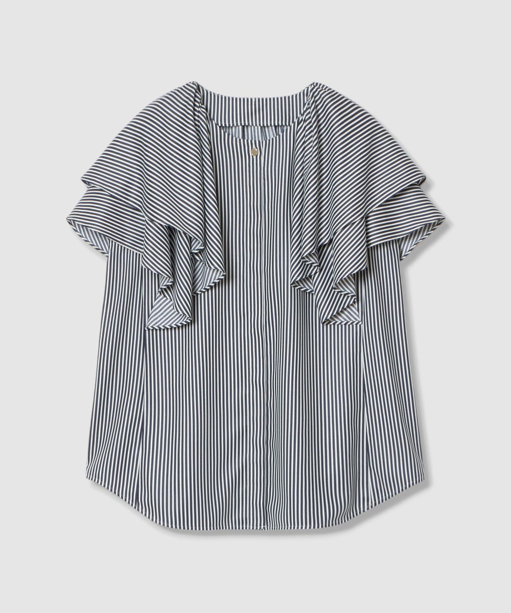 allureville レイヤーラッフルスリーブブラウス ネイビー (67)